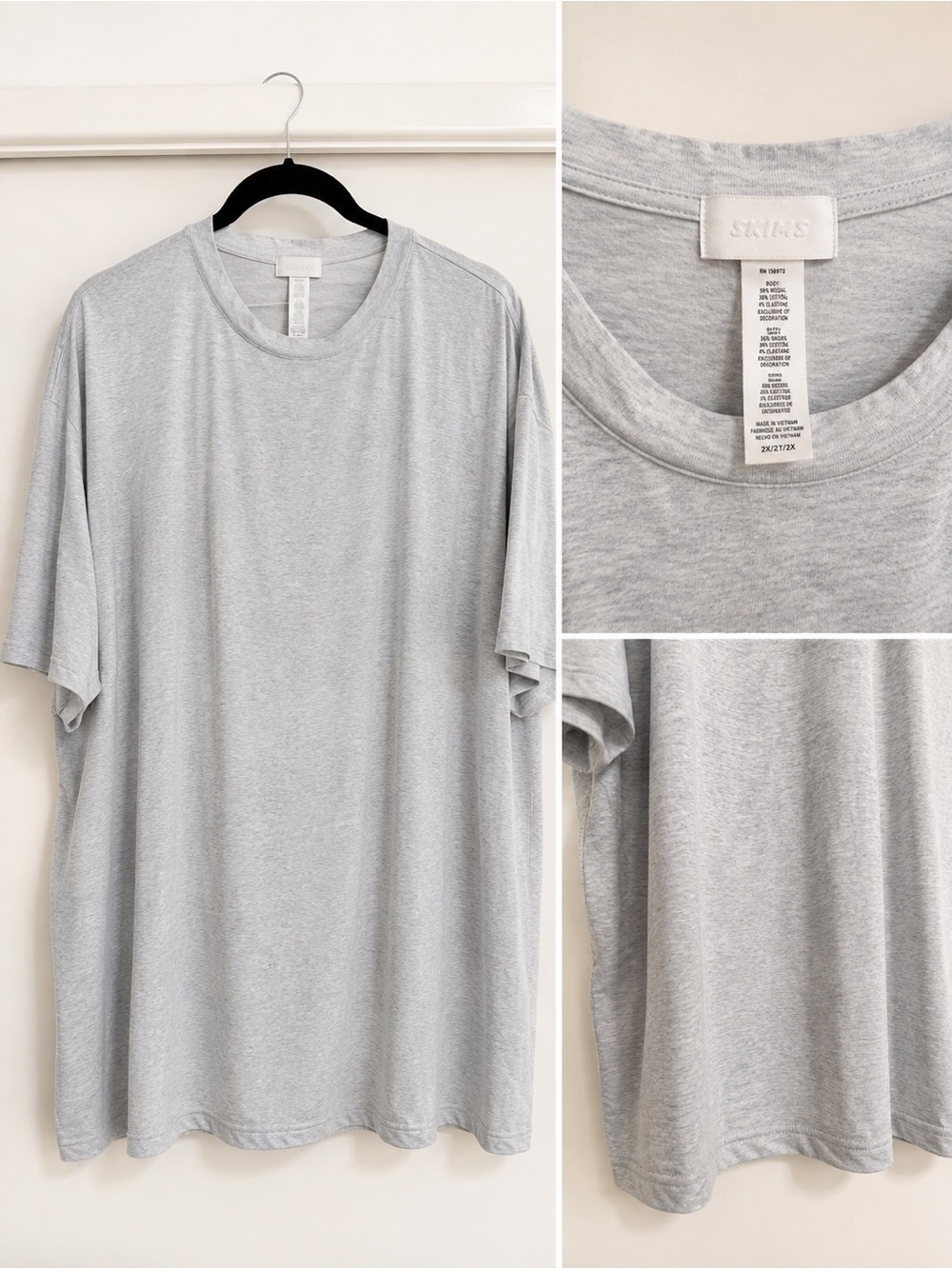 SKIMS Boyfriend T-Shirt Light Heather Grey XL Oversized Lounge Tee